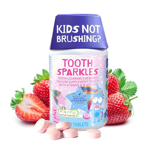 Jack N' Jill Tooth Sparkles - Natural Strawberry Chews for Healthy Teeth, 60 Tablets