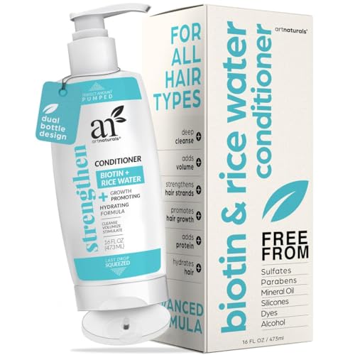 artnaturals RiceWater + Biotin Conditioner - Promotes Strength & Shine, Paraben Free - 16 Fl Oz