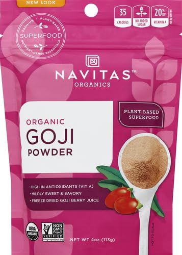 Navitas Organics Goji Powder - Antioxidant-Rich, USDA Organic, Non-GMO - 4oz, 12 Servings