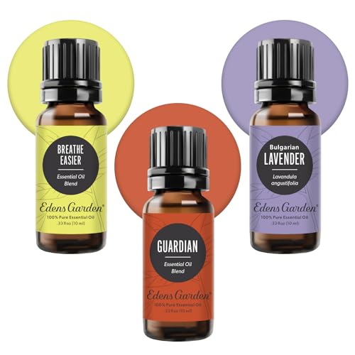 Edens Garden Aromatherapy Essential Oil Set - Breathe Easier, Guardian, Lavender - 30ml