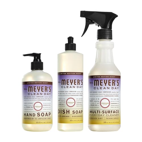 Mrs. Meyer's Kitchen Cleaning Set - Plant-Derived Dish Soap, Hand Soap, Multi-Surface Cleaner - 3 CT