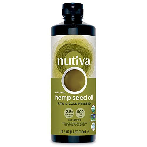 Nutiva Organic Hemp Seed Oil - Rich in Omega 3 & 6, Non-GMO, Vegan, 24oz