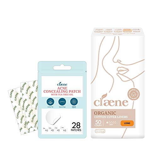 Claene Feminine Care Set - Organic Cotton Liners & Vegan Acne Patches, 7 Inch - 28 Count