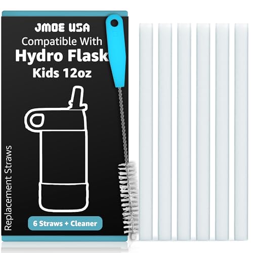 Jmoe USA Drinking Straw Set - Food Grade, BPA Free, Includes Cleaning Brush - 6-Pack for Kids