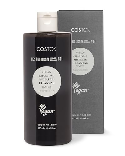 COSTOK Vegan Charcoal Micellar Cleansing Water - Removes Makeup, Balances Skin - 16.9 fl. oz.