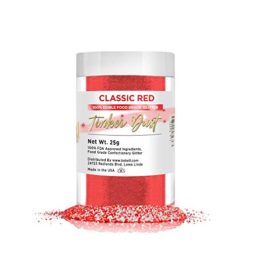 BAKELL Classic Red Edible Glitter - 100% Edible, Kosher Certified, Vegan - 25g