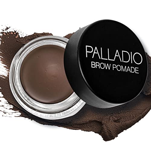 Palladio Brow Pomade - 24 Hour Smudge-Proof, Vegan Formula with Botanical Ingredients - Medium Brown