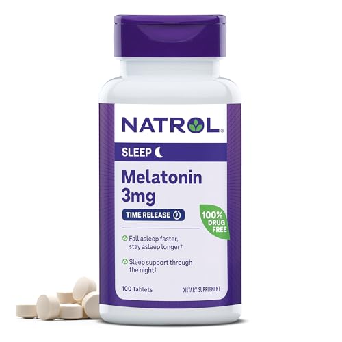 Natrol Melatonin Sleep Supplement - Promotes Restful Sleep, Drug-Free, 100 Time Release Tablets