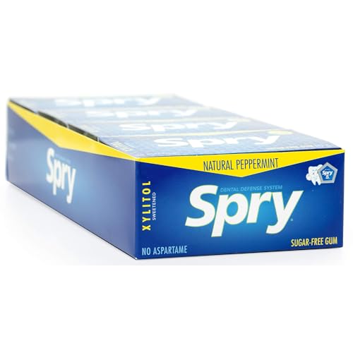 Spry Xylitol Chewing Gum - Freshens Breath, Supports Dental Health, Natural Peppermint - 20 Pack