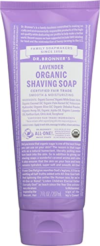 Dr. Bronner's Organic Lavender Shaving Soap - Nourishing Lather, Vegan & Non-GMO - 7oz