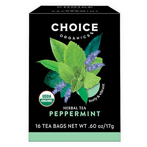 Choice Organics Peppermint Tea - Caffeine Free, USDA Organic, Compostable Bags - 48 Tea Bags