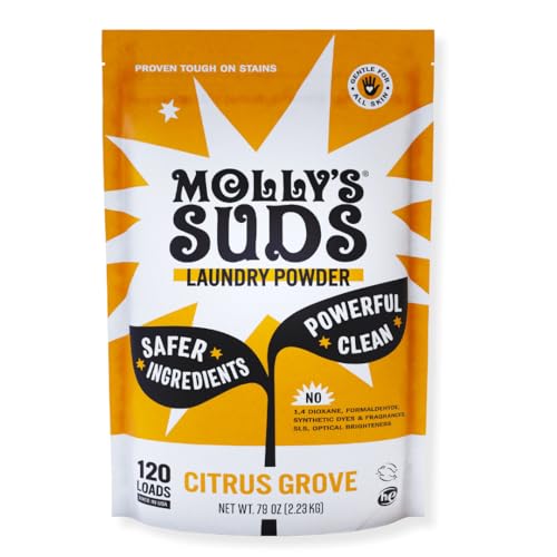 Molly's Suds Laundry Detergent Powder - Natural Stain Fighter, Safe for Sensitive Skin - 120 Loads