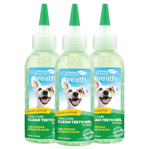 TropiClean Dog Dental Care Gel - Freshens Breath, Reduces Plaque, Natural Ingredients - 4oz, 3 Pack