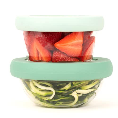 Food Huggers Replacement Lids - Durable Silicone & Glass Seal, 100% Plastic-Free, 2 Sizes