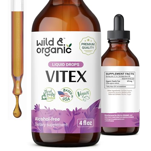 Wild & Organic Vitex Tincture - Supports Women's Well-Being, Alcohol-Free, 4 fl oz