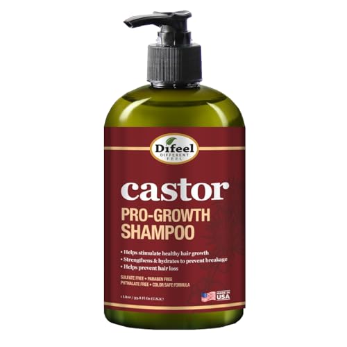 Difeel Castor Pro-Growth Shampoo - Promotes Hair Growth, Hydrates & Strengthens - 12 oz