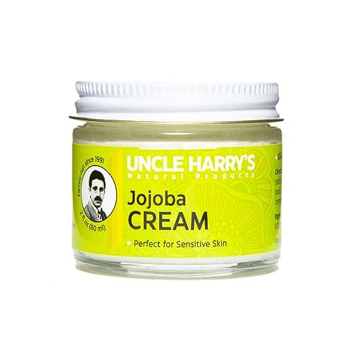 Uncle Harry's Jojoba Cream - Hydrating, Gentle for Sensitive Skin, Vegan - 2oz Glass Jar