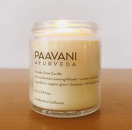 TRATAKA GHEE Candle - Handmade with Organic Ingredients, Ayurvedic Infusion - 4oz