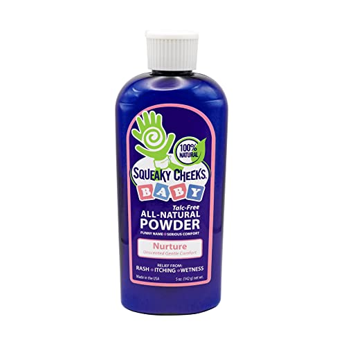 Squeaky Cheeks Baby Powder - Talc-Free Relief for Rash & Wetness, Organic & Hypoallergenic - 5oz