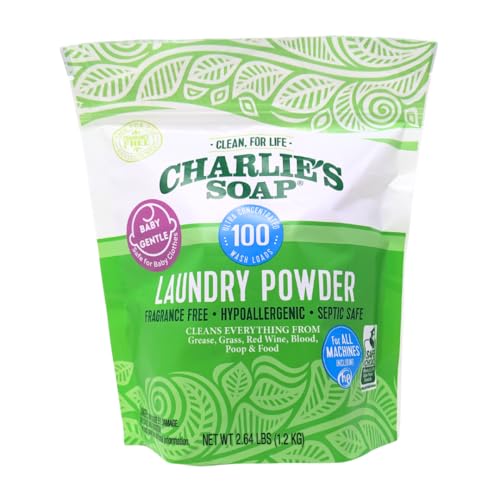 Charlie's Soap Laundry Powder - Hypoallergenic Deep Clean, Safe for Baby Fabrics - 100 Loads