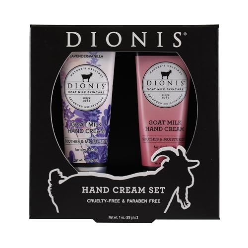 Dionis Goat Milk Body Lotion Set - Hydrating Mini Hand Cream, Paraben Free - 2 x 1oz Lavender