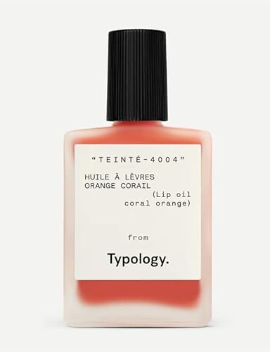 Typology Tinted Lip Oil - Nourishing Coral Orange Color, Vegan & 98% Naturally Derived - 0.5 fl oz