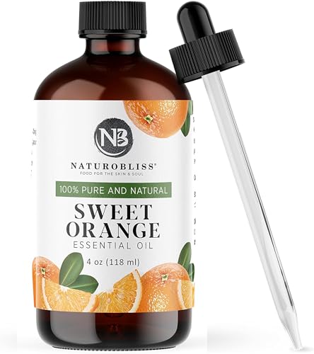 NaturoBliss Sweet Orange Essential Oil - Pure Therapeutic Grade, Glass Dropper - 4 fl. Oz