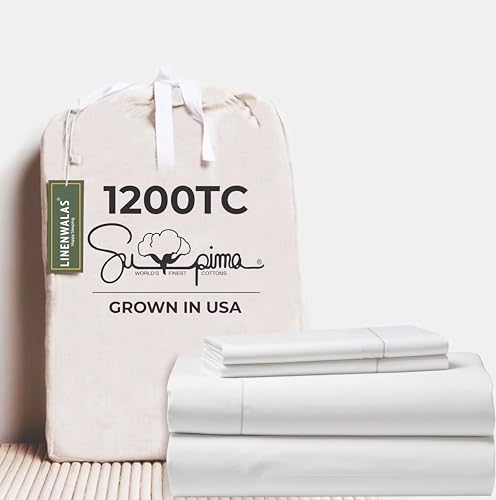 Linenwalas 100% Supima Cotton Queen Sheet Set - Luxurious Softness, OEKO-TEX Certified - 4 Pc Set