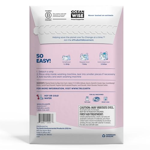 Tru Earth Laundry Detergent Sheets - Hypoallergenic, Fragrance-Free for Sensitive Skin - 64 Count