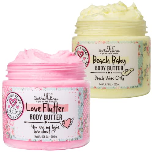 Bella & Bear Body Butter Bundle - Stretch Mark Prevention, Vegan, Delicate Fragrance - 2 Jars