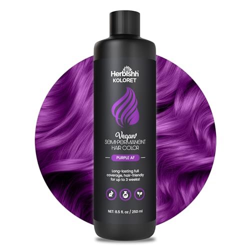 Herbishh Koloret Semi-Permanent Hair Dye - Ammonia-Free, Long-Lasting Purple Color - 8.5 fl. oz