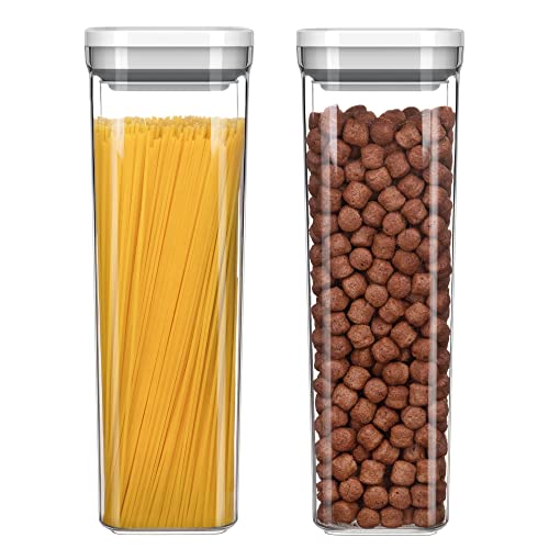 MR.SIGA Airtight Food Storage Containers - BPA Free, One-Handed Seal, 2.1L, Stackable - 2 Pack