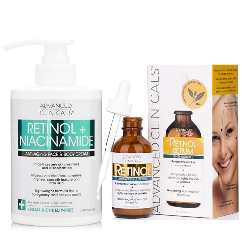Advanced Clinicals Anti-Aging Skin Care Kit - Firming Retinol & Niacinamide Creams - 2 Items