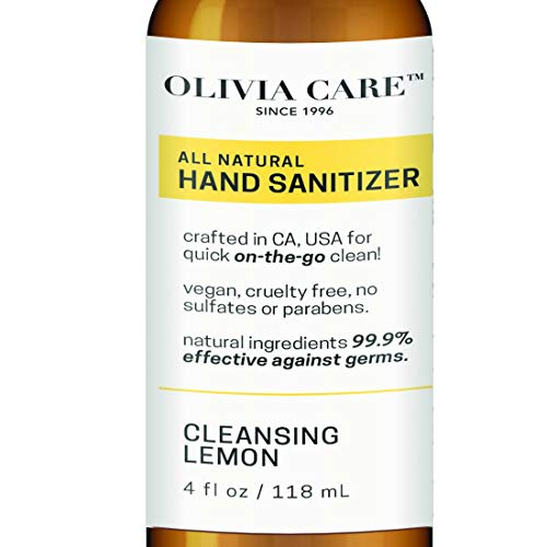 Olivia Care Hand Sanitizer - 99.9% Germ-Killing, Moisturizing with Lemon Essential Oil - 4oz