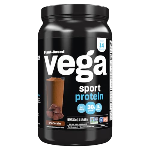 Vega Sport Protein Powder - 30g Plant-Based Protein, BCAAs & Tart Cherry, Keto-Friendly - 21.7oz