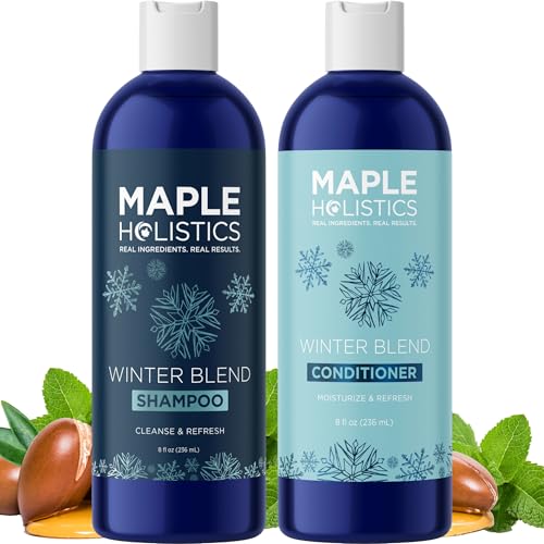 Maple Holistics Shampoo & Conditioner Set - Cleanses Hard Water Build-Up, Mint Essential Oils - 12oz