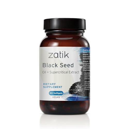 Zatik Naturals Black Cumin Seed Oil - Antioxidant-Rich, USDA Organic, Cold Pressed - 90 Softgels