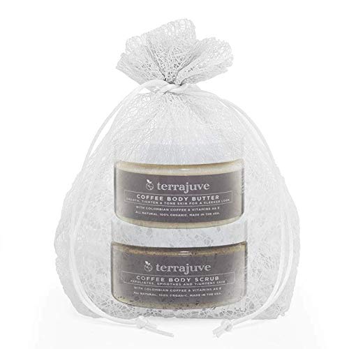 Terrajuve Body Care Set - Exfoliate & Hydrate Skin with Coffee, Shea Butter, Hempseed Oil - 2pcs