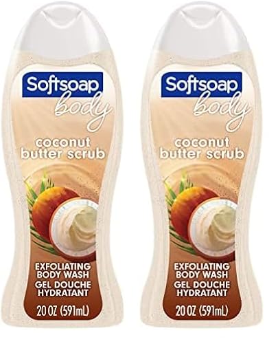 Softsoap Body Wash - Exfoliating Coconut Butter Scrub, Biodegradable, 20oz (Pack of 2)