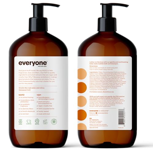 Everyone 3-in-1 Shampoo, Body Wash & Bubble Bath - Nourishing Clean, EWG Verified - 32oz (Pack of 2)