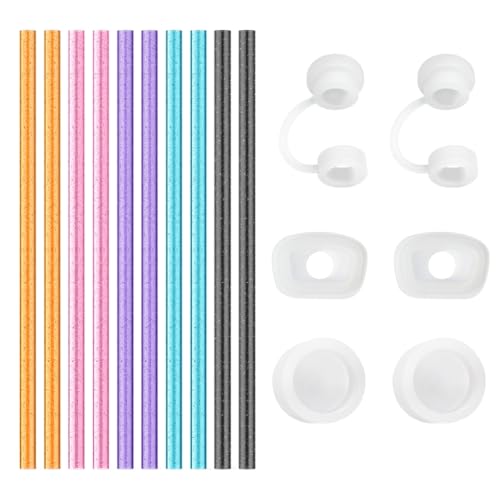 Color Straw Set with Spill Proof Toppers - Food Grade, BPA Free, Fits Stanley 30/40 oz Tumblers