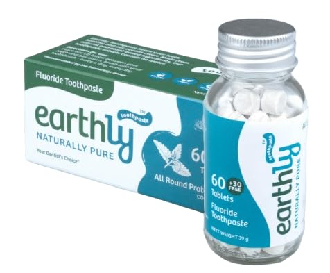 Earthly Toothpaste Tablets - All Round Protection, Vegan, SLS Free - 90 Cool Mint Tablets