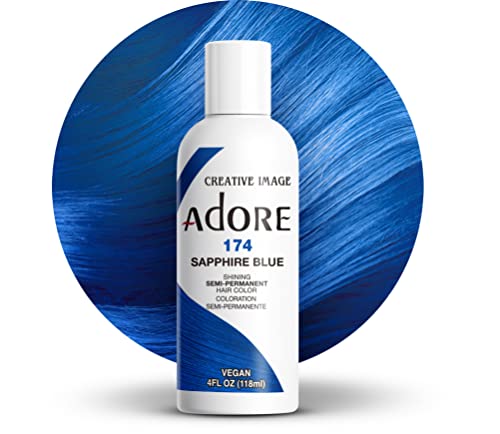 Adore Semi-Permanent Hair Color - Vibrant Sapphire Blue, Vegan & Cruelty-Free - 4 Fl Oz