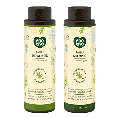 ecoLove Body Wash Set - Hydrating Organic Cucumber, Vegan, No SLS or Parabens - 17.6oz