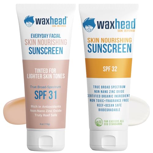 Waxhead Face Sunscreen - Plant-Based, Zinc Oxide, EWG Approved, Tinted for Light Skin - 3oz