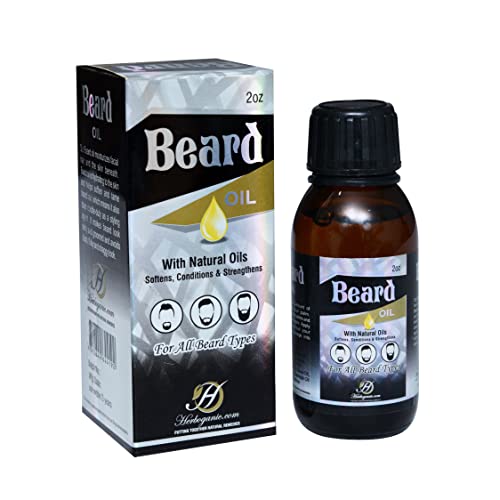 HERBOGANIC Beard Oil - Softens, Moisturizes & Strengthens for Patchy Beards - 2 oz