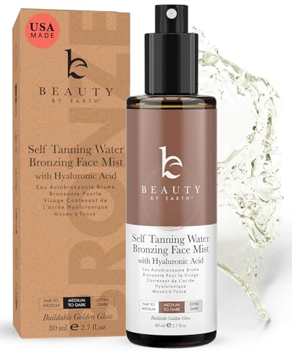 Beauty by Earth Self Tanner - Natural Finish, Organic Ingredients - Face Tanning Mist, 4oz