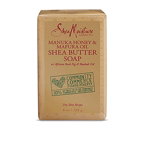 SheaMoisture Manuka Honey & Mafura Oil Soap - Hydrating Bar for Dry Skin, Organic Ingredients - 8oz