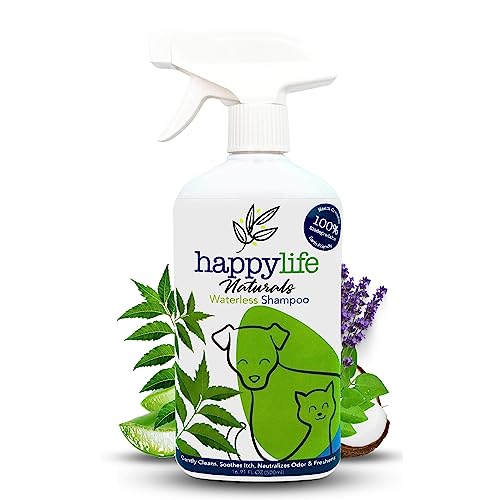 Happy Life Naturals Waterless Pet Shampoo - Cleans & Hydrates, pH-Balanced, 500ml