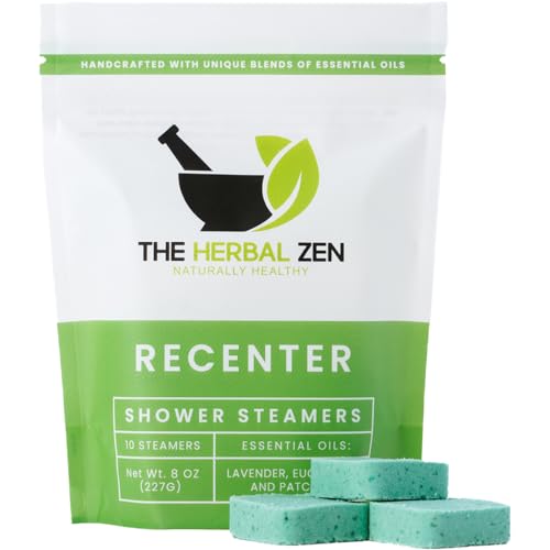 Recenter Shower Steamers - Natural Lavender & Eucalyptus Aromatherapy, Handmade in USA - 6oz